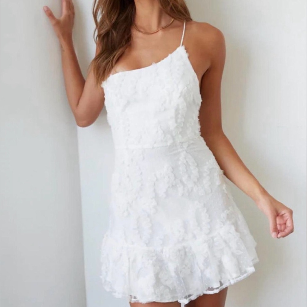 Selfie Leslie Lilah One Shoulder Embellished Dress White